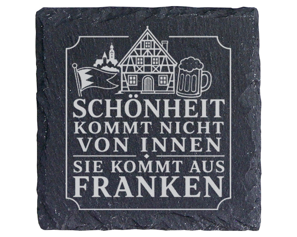 Schiefer Untersetzer Fränkin Schönheit kommt aus Franken - Geschenk fü – Bild 1