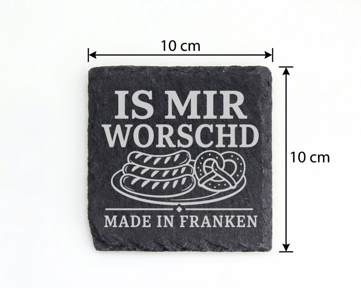 Schiefer Untersetzer Is mir worschd made in Franken - Fränkischer Dial – Bild 4