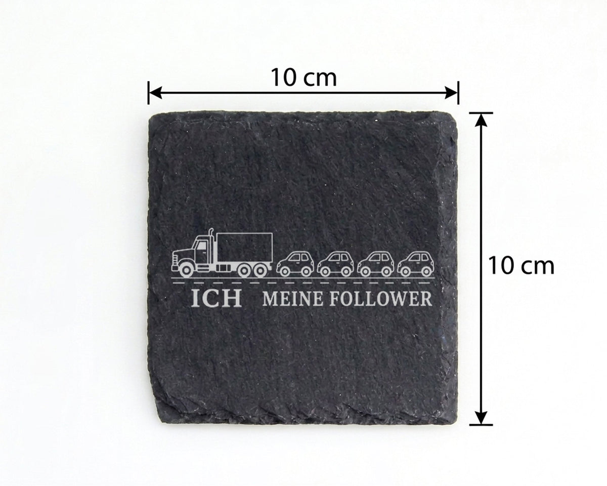 Schiefer Untersetzer LKW Ich und meine Follower - Lustiges Geschenk fü – Bild 4