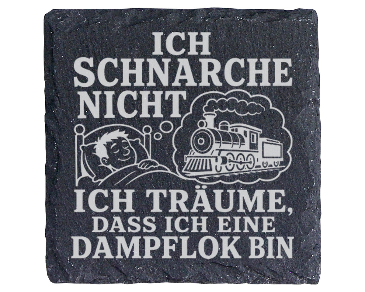 Schiefer Untersetzer Eisenbahn Schnarche nicht träume dass ich eine Da – Bild 1