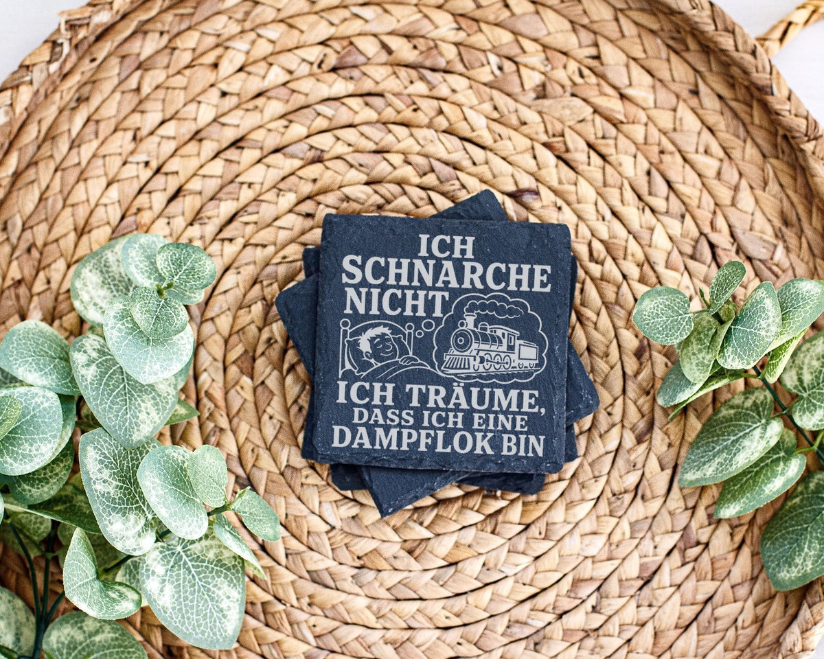 Schiefer Untersetzer Eisenbahn Schnarche nicht träume dass ich eine Da – Bild 3