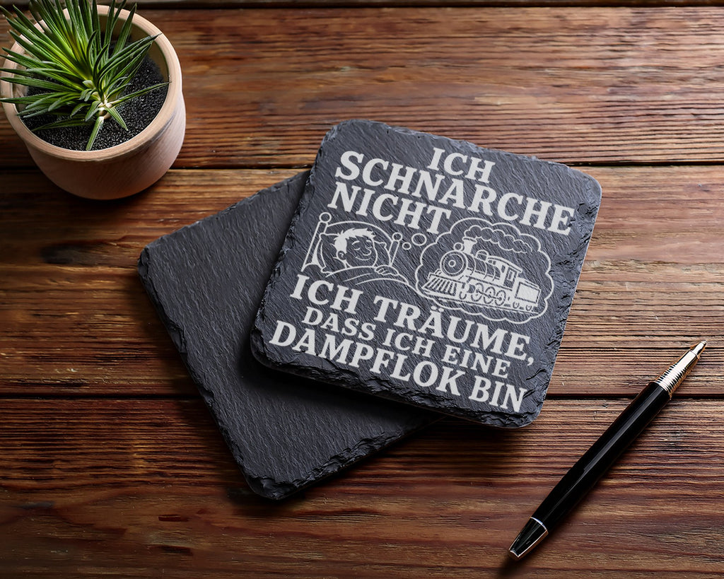 Schiefer Untersetzer Eisenbahn Schnarche nicht träume dass ich eine Da – Bild 5