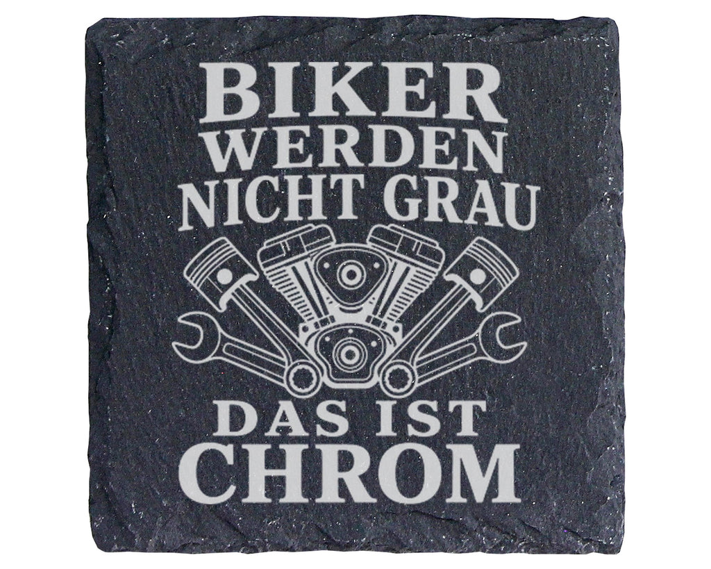 Schiefer Untersetzer Biker werden nicht grau das ist Chrom - Lustiges  – Bild 1