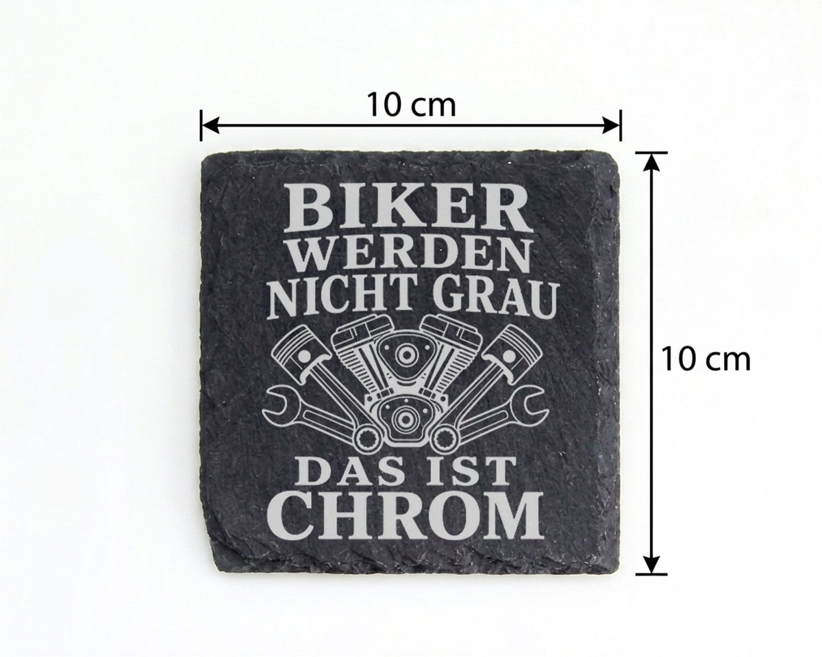 Schiefer Untersetzer Biker werden nicht grau das ist Chrom - Lustiges  – Bild 4