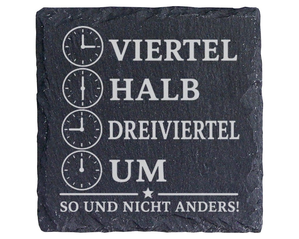 Schiefer Untersetzer Ossi Viertel halb dreiviertel um - Lustiges Gesch – Bild 1