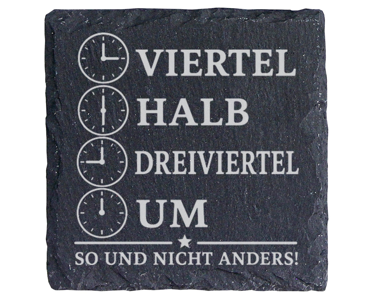 Schiefer Untersetzer Ossi Viertel halb dreiviertel um - Lustiges Gesch – Bild 1