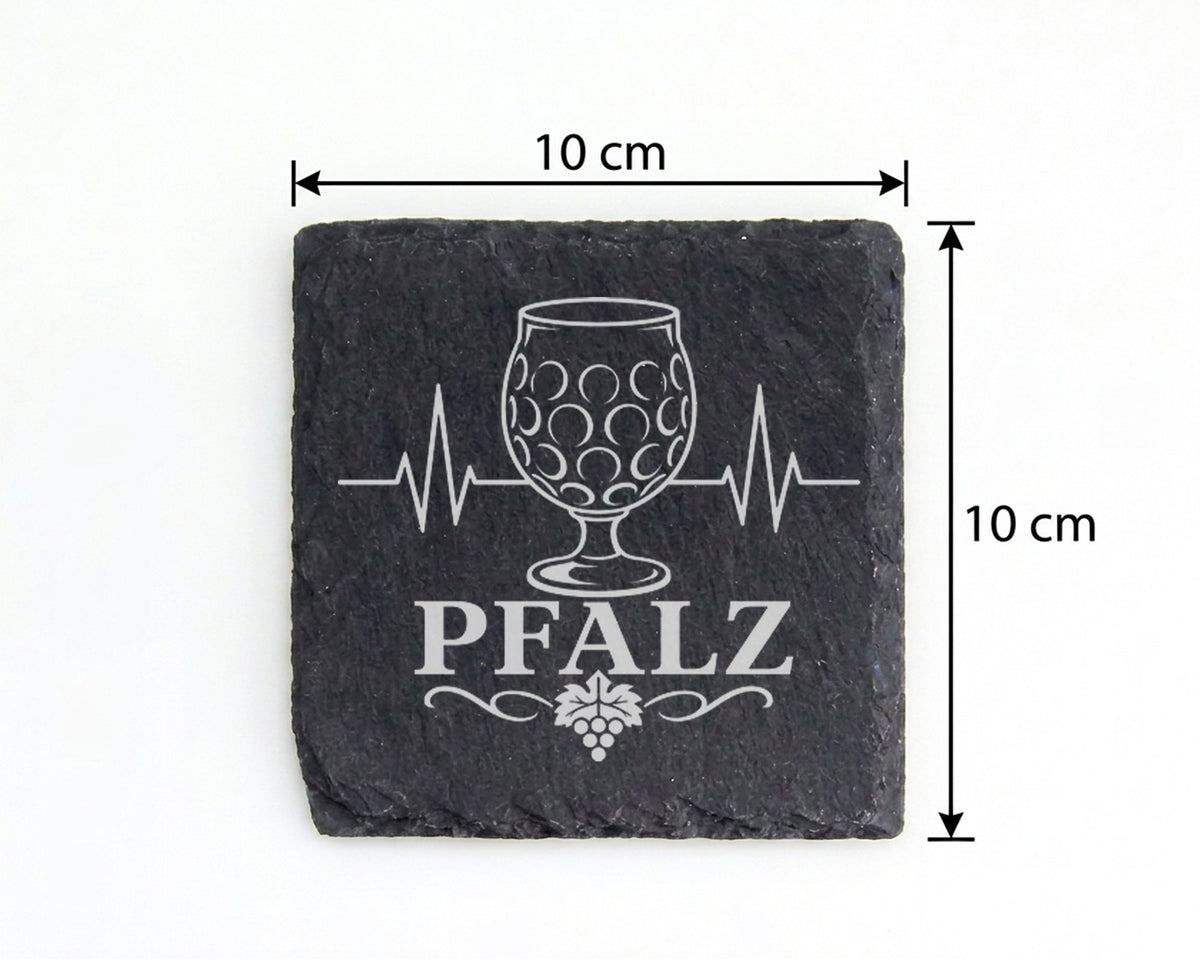 Schiefer Untersetzer Pfalz Herzschlag Dubbeglas - Geschenk für Pfälzer – Bild 4