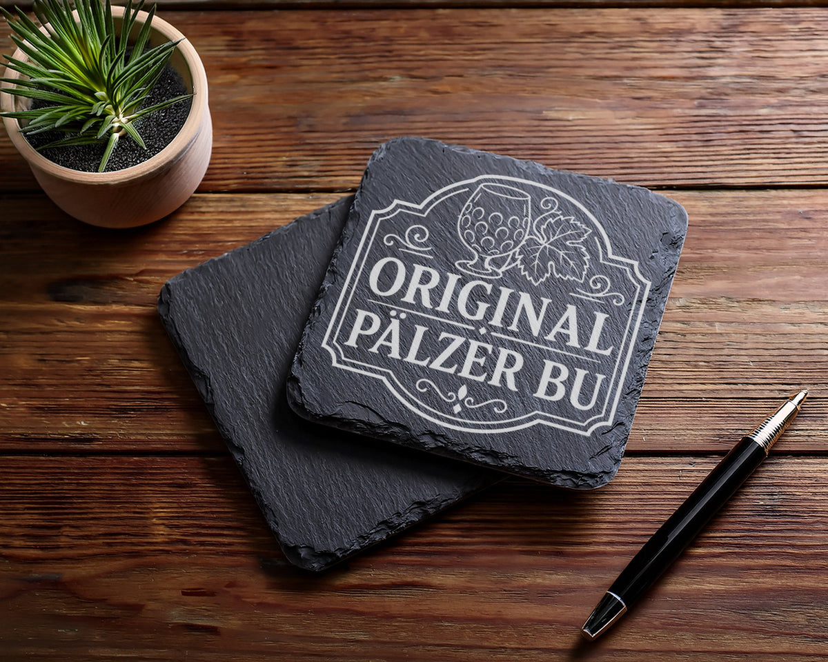 Schiefer Untersetzer Original Pälzer Bu - Pfälzer Dialekt Geschenk für – Bild 5