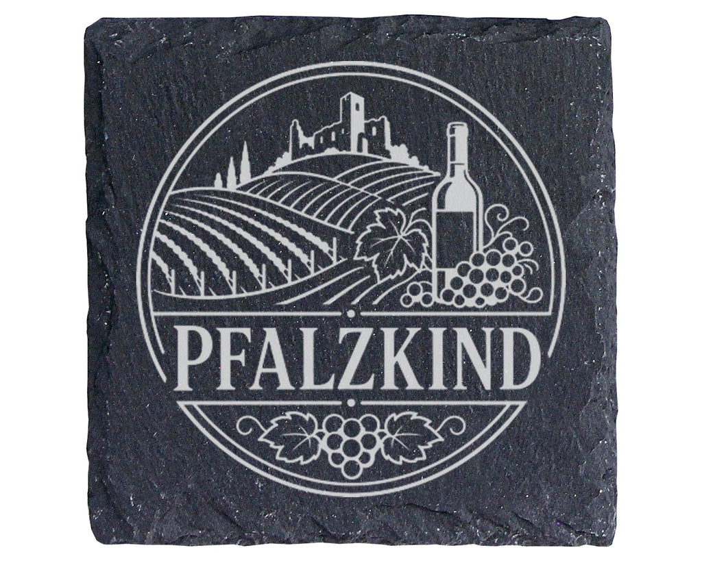 Schiefer Untersetzer Pfalzkind - Pfalz Geschenk für Pfälzer, Weinliebh – Bild 1