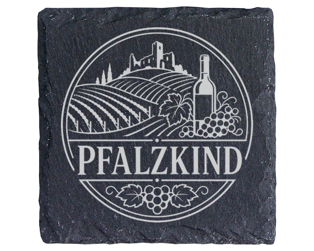 Schiefer Untersetzer Pfalzkind - Pfalz Geschenk für Pfälzer, Weinliebh – Bild 1