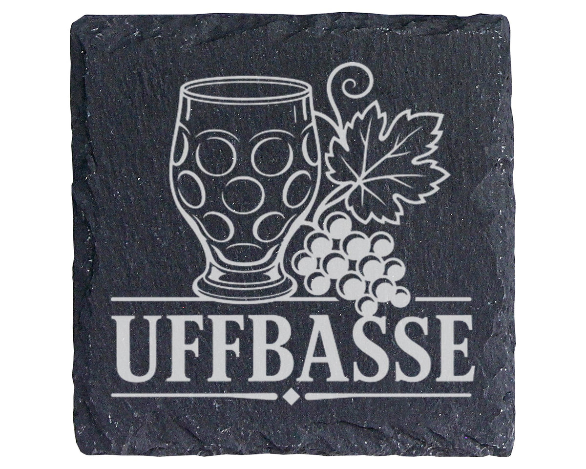 Schiefer Untersetzer Uffbasse - Pfälzer Dialekt Geschenk für Weinliebh – Bild 1