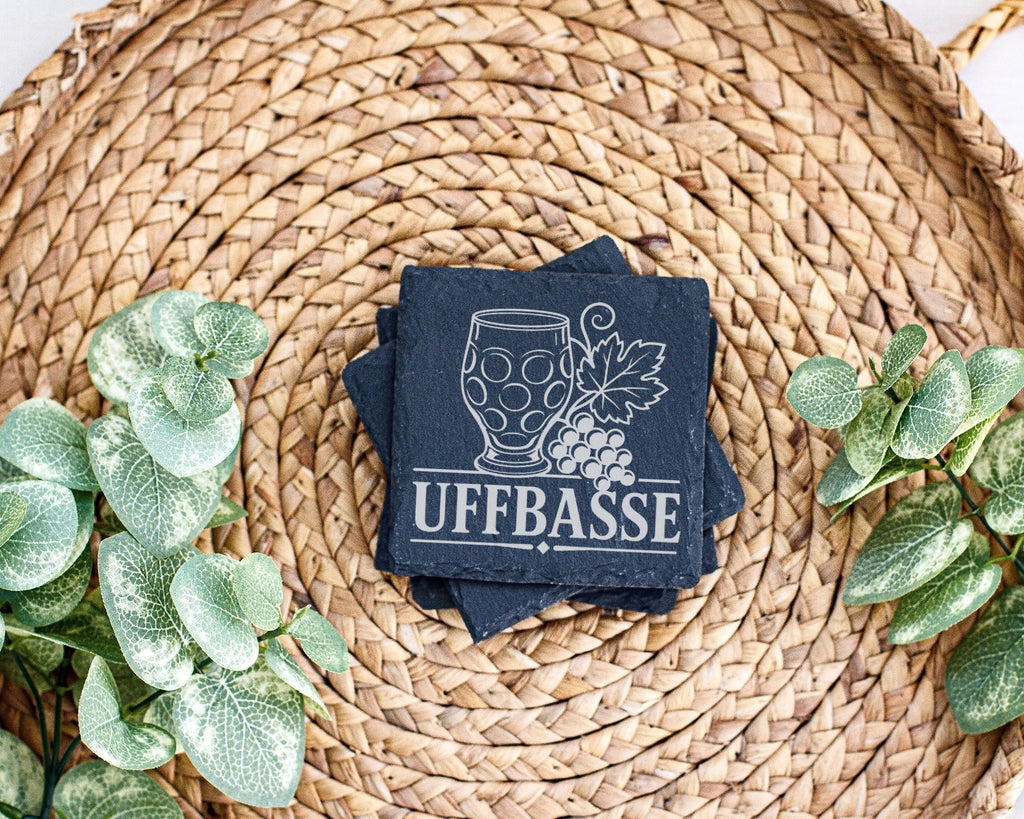 Schiefer Untersetzer Uffbasse - Pfälzer Dialekt Geschenk für Weinliebh – Bild 3