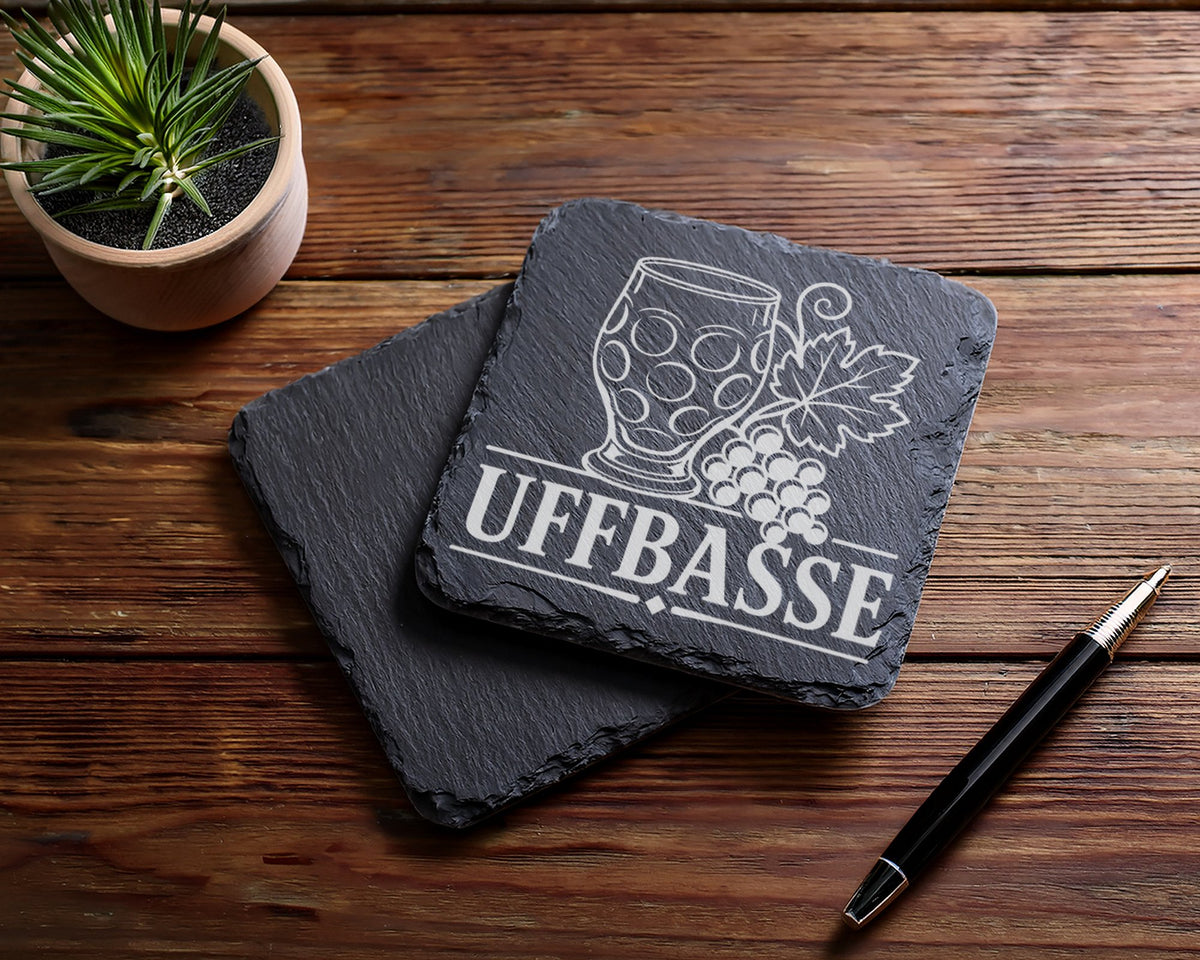 Schiefer Untersetzer Uffbasse - Pfälzer Dialekt Geschenk für Weinliebh – Bild 5