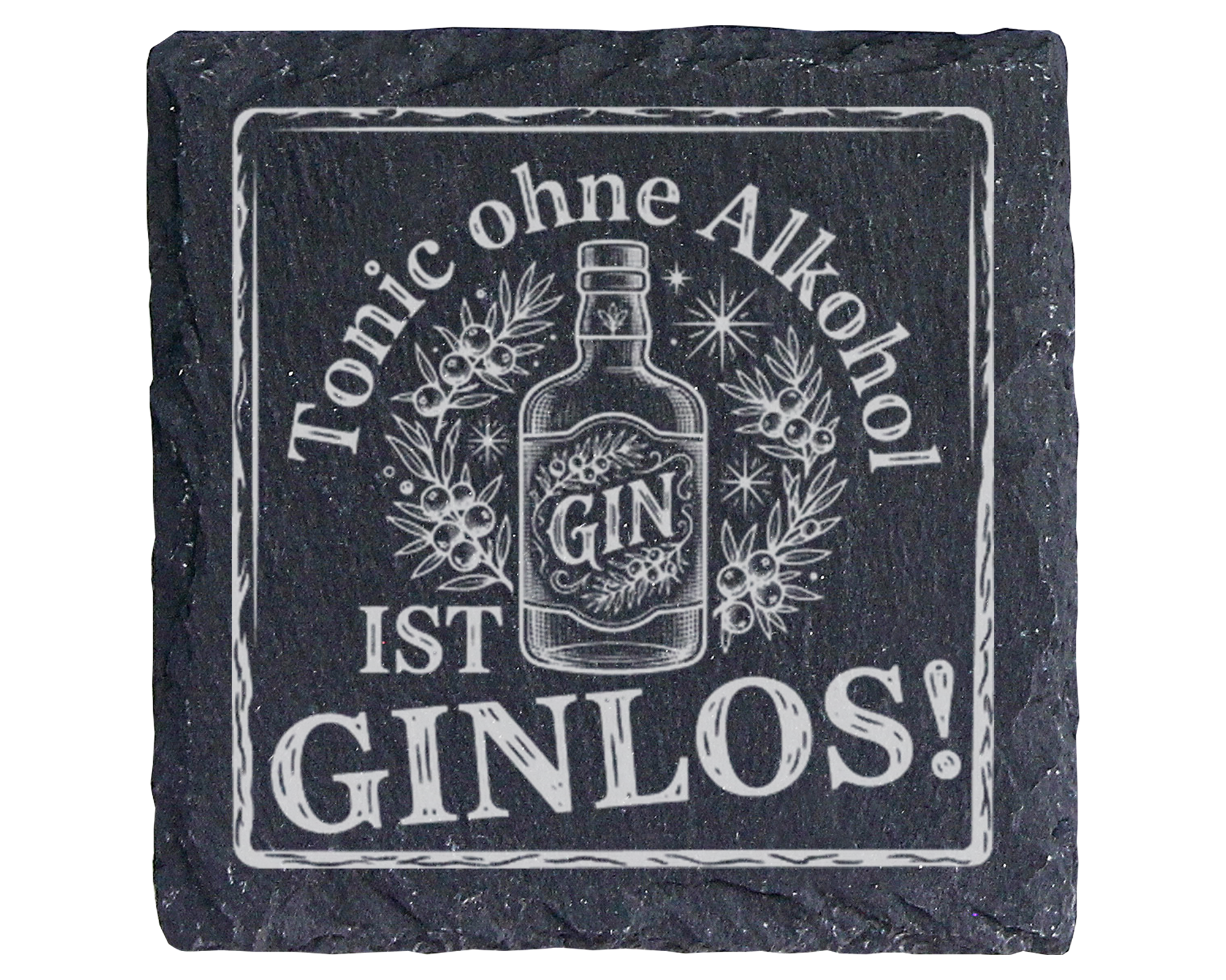Gin Untersetzer Schiefertafel, Tonic ohne Alkohol ist GINLOS Geschenk, – Bild 1