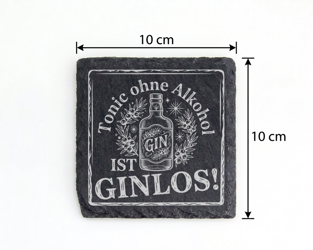 Gin Untersetzer Schiefertafel, Tonic ohne Alkohol ist GINLOS Geschenk, – Bild 4