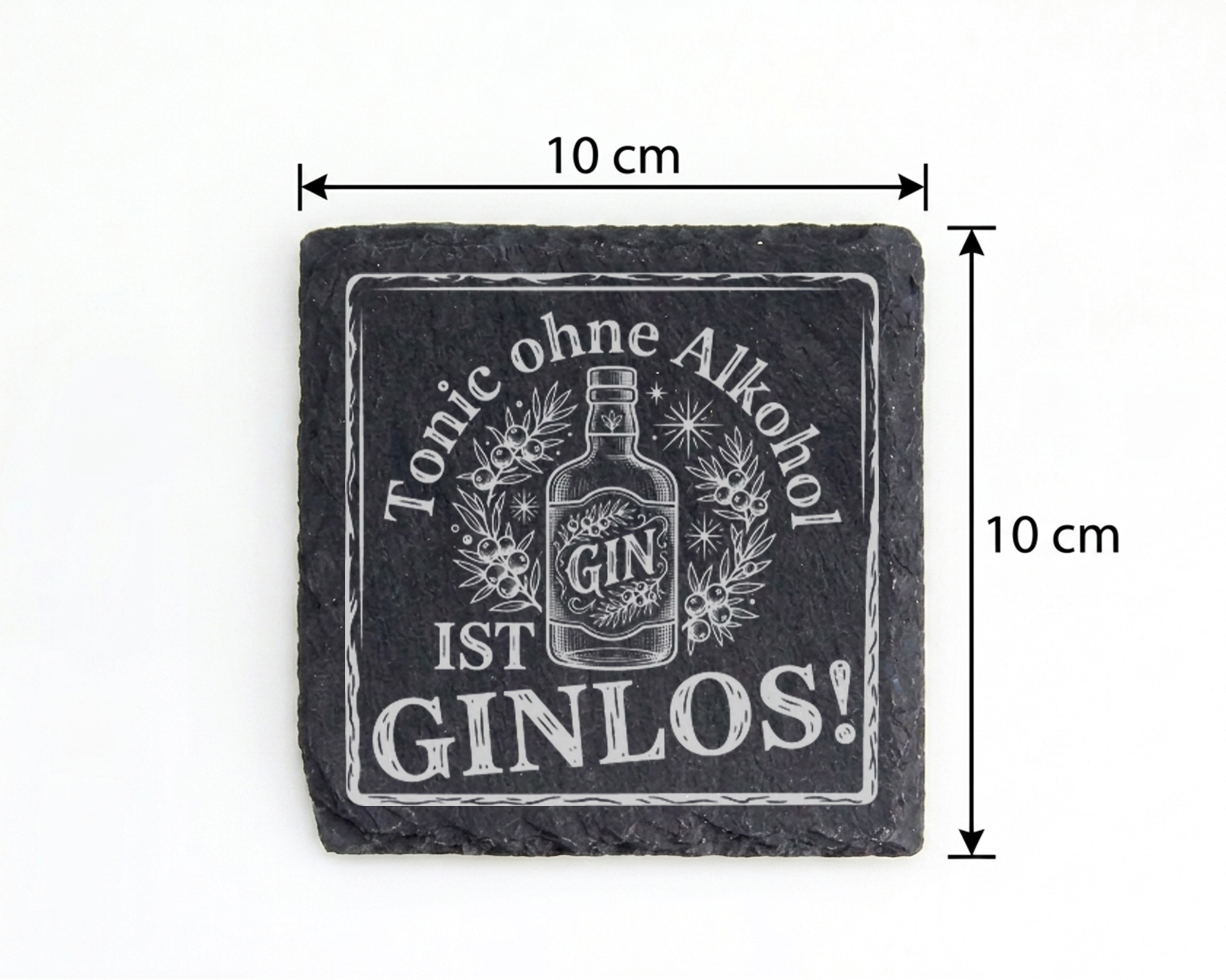 Gin Untersetzer Schiefertafel, Tonic ohne Alkohol ist GINLOS Geschenk, – Bild 4