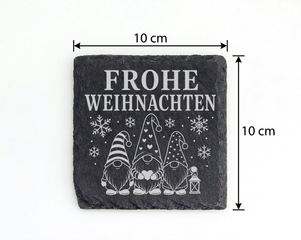 Schiefer Untersetzer Frohe Weihnachten drei Weihnachtszwerge - Skandin – Bild 4