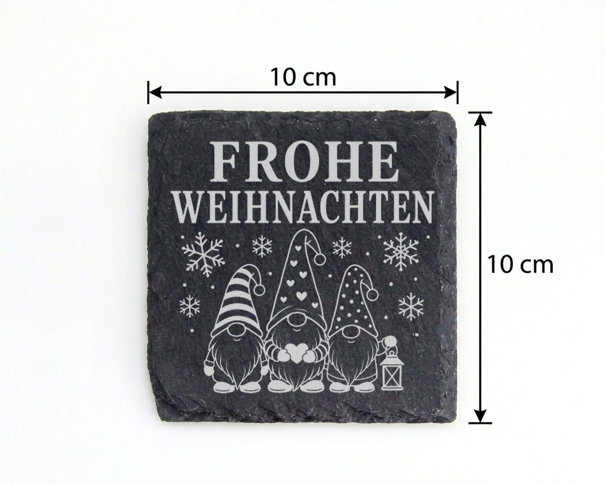 Schiefer Untersetzer Frohe Weihnachten drei Weihnachtszwerge - Skandin – Bild 4