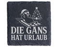 Schiefer Untersetzer Die Gans hat Urlaub - Lustiges Weihnachten Gesche – Bild 1