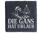 Schiefer Untersetzer Die Gans hat Urlaub - Lustiges Weihnachten Gesche – Bild 1