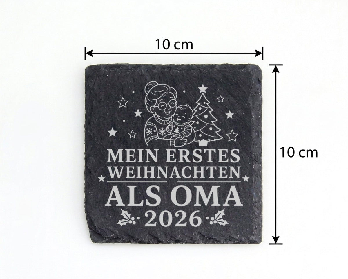 Schiefer Untersetzer Mein erstes Weihnachten als Oma 2026 - Geschenk f – Bild 4