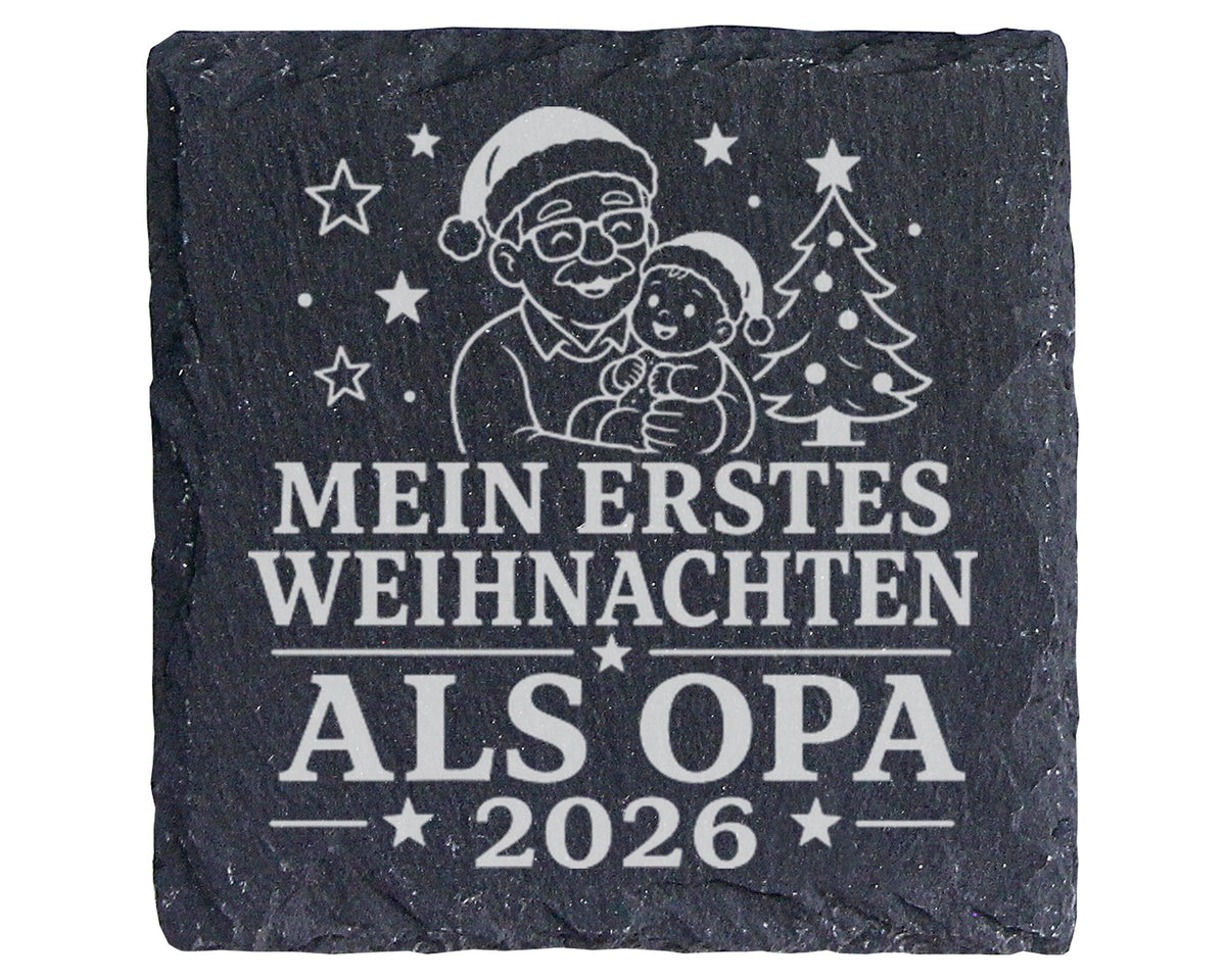 Schiefer Untersetzer Mein erstes Weihnachten als Opa 2026 - Geschenk f – Bild 1
