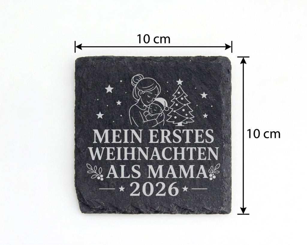 Schiefer Untersetzer Mein erstes Weihnachten als Mama 2026 - Geschenk  – Bild 4