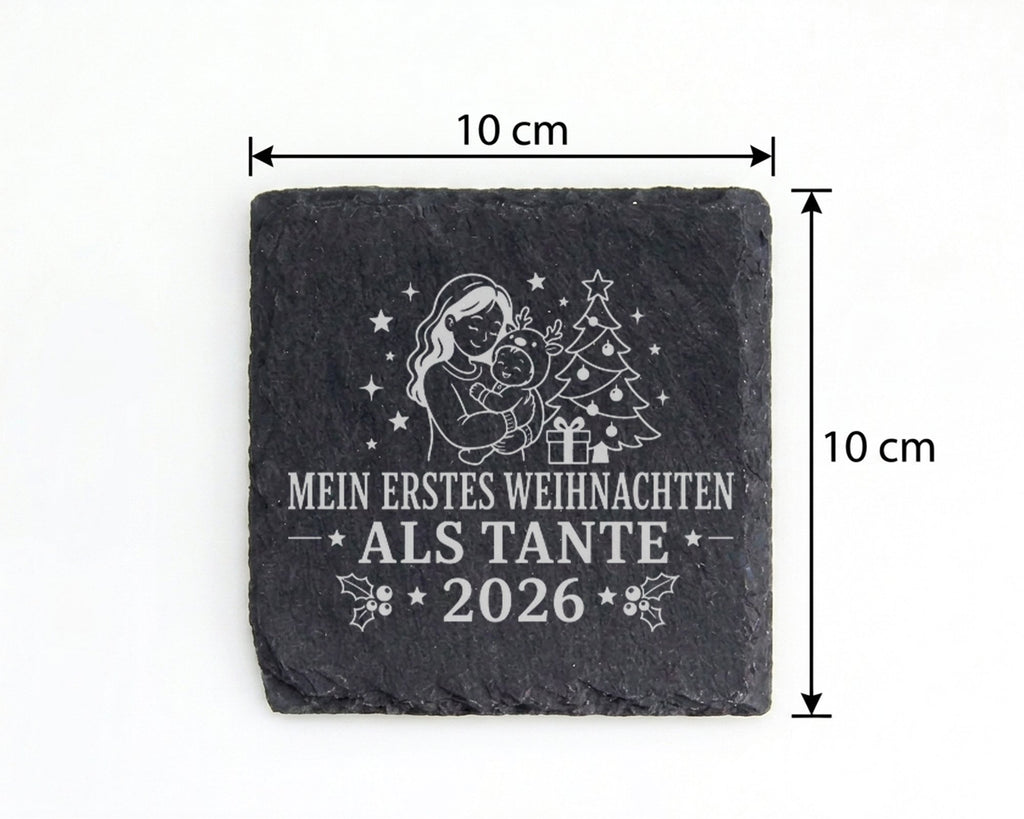 Schiefer Untersetzer Mein erstes Weihnachten als Tante 2026 - Geschenk – Bild 4
