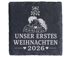 Schiefer Untersetzer Unser erstes Weihnachten 2026 - Geschenk für Paar – Bild 1