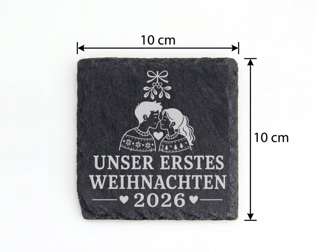 Schiefer Untersetzer Unser erstes Weihnachten 2026 - Geschenk für Paar – Bild 4