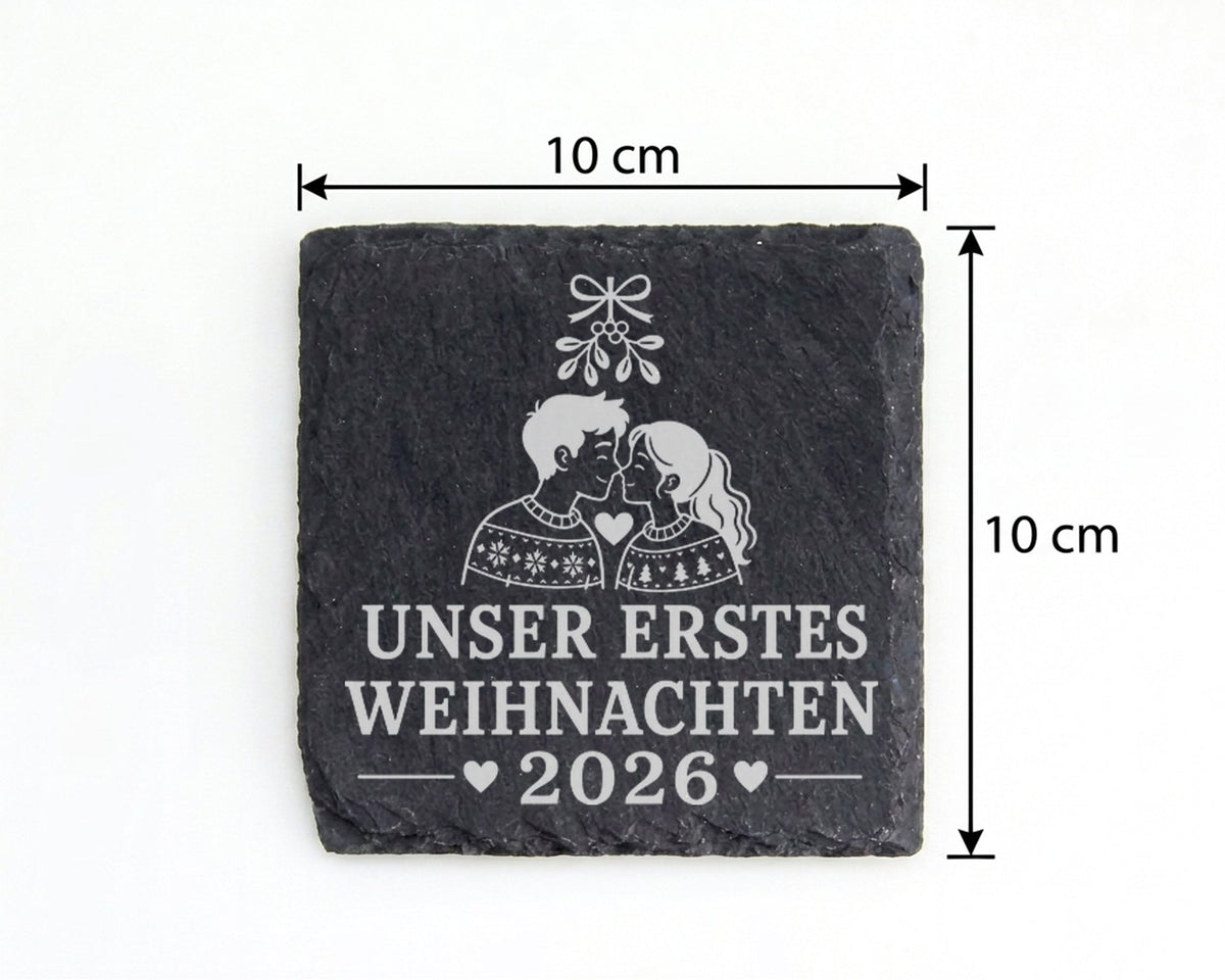 Schiefer Untersetzer Unser erstes Weihnachten 2026 - Geschenk für Paar – Bild 4