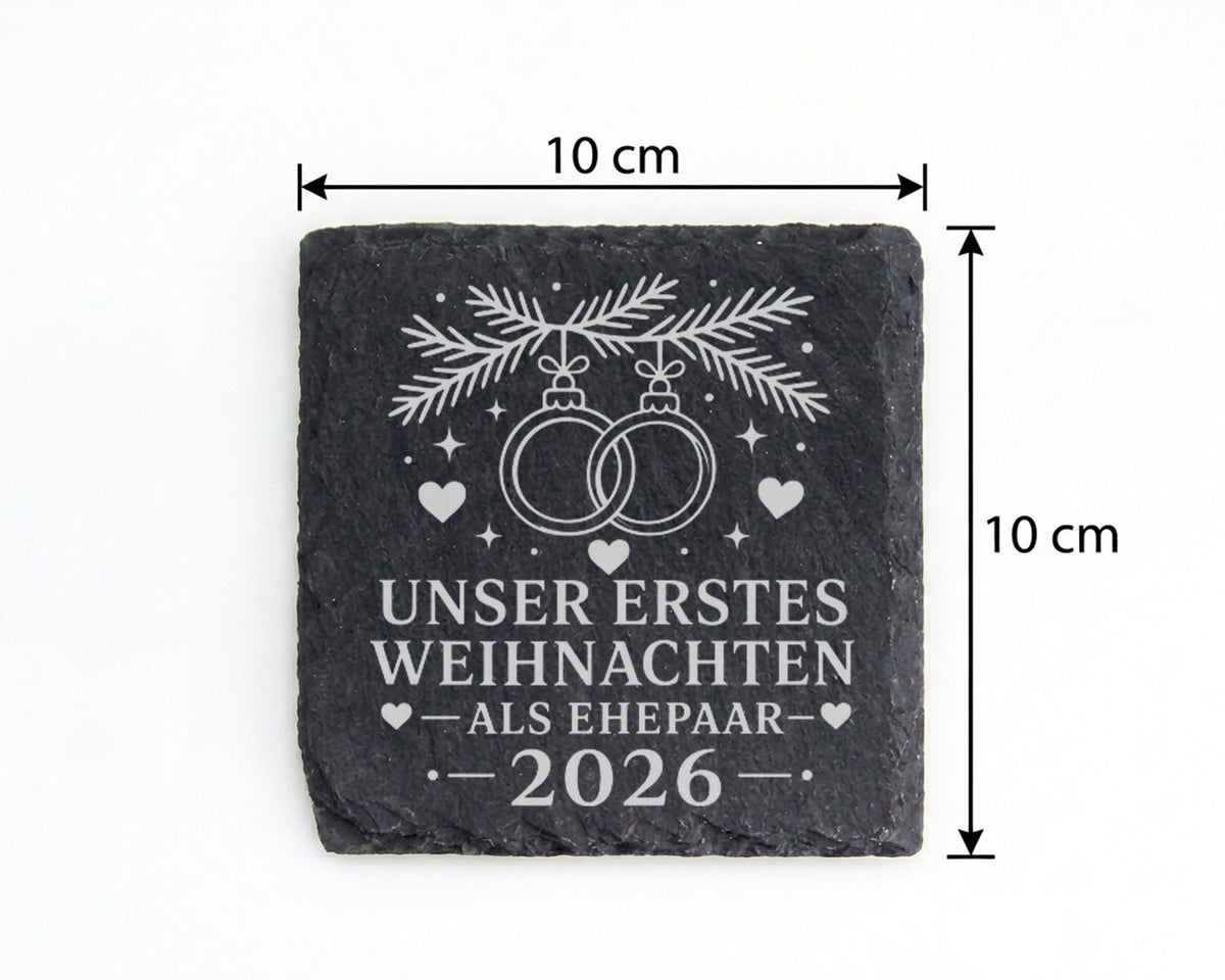 Schiefer Untersetzer Unser erstes Weihnachten als Ehepaar 2026 - Gesch – Bild 4
