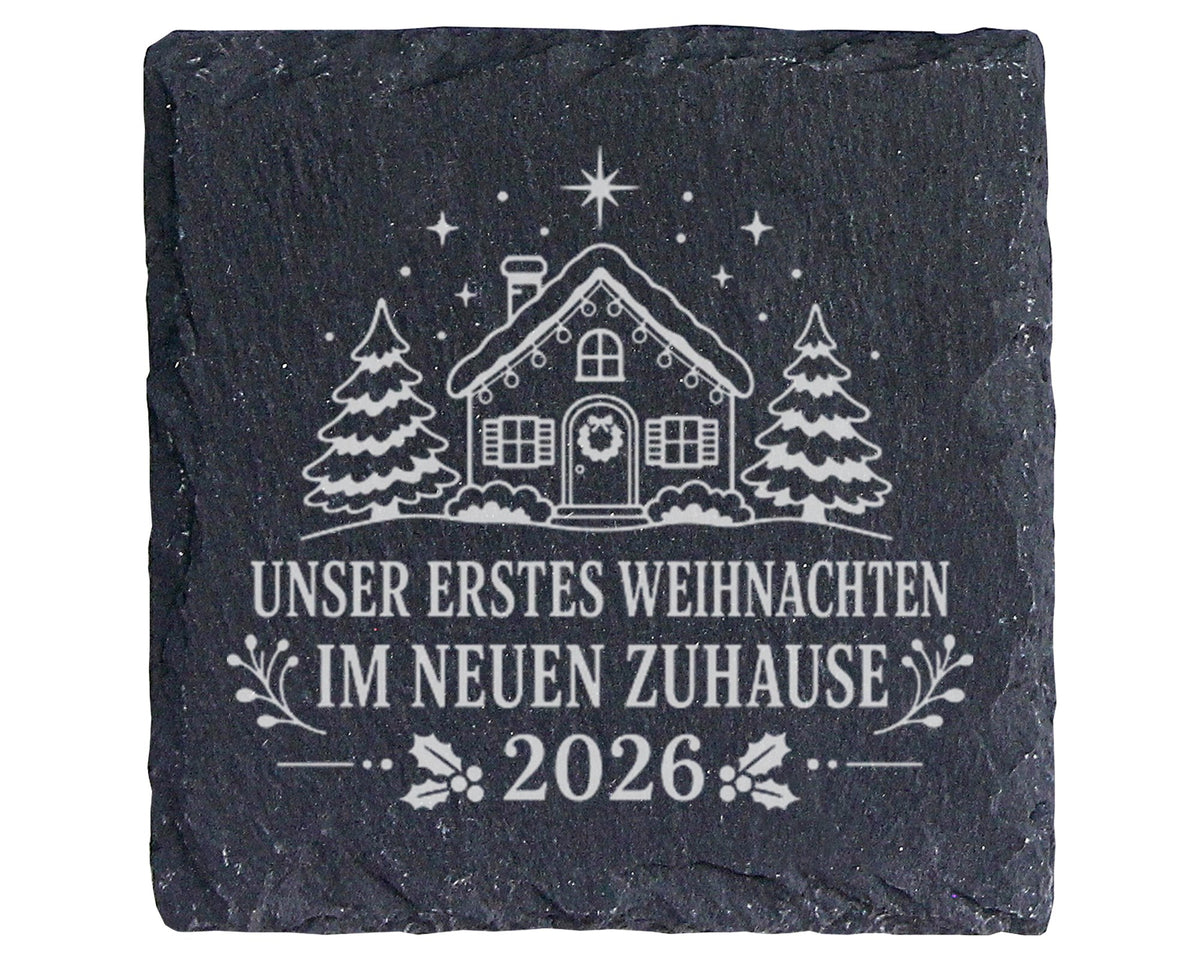 Schiefer Untersetzer Unser erstes Weihnachten im neuen Zuhause 2026 -  – Bild 1