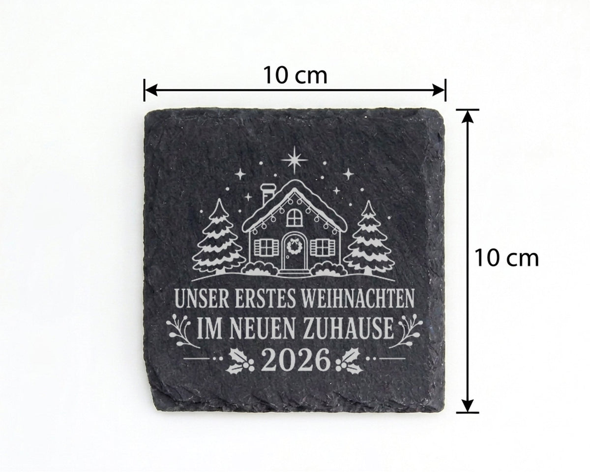 Schiefer Untersetzer Unser erstes Weihnachten im neuen Zuhause 2026 -  – Bild 4
