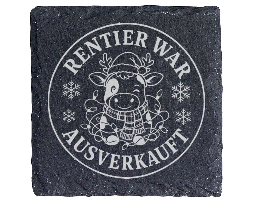 Schiefer Untersetzer Rentier war ausverkauft Kuh - Lustiges Weihnachte – Bild 1