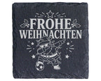 Schiefer Untersetzer Frohe Weihnachten Fußball tanzender Weihnachtsman – Bild 1