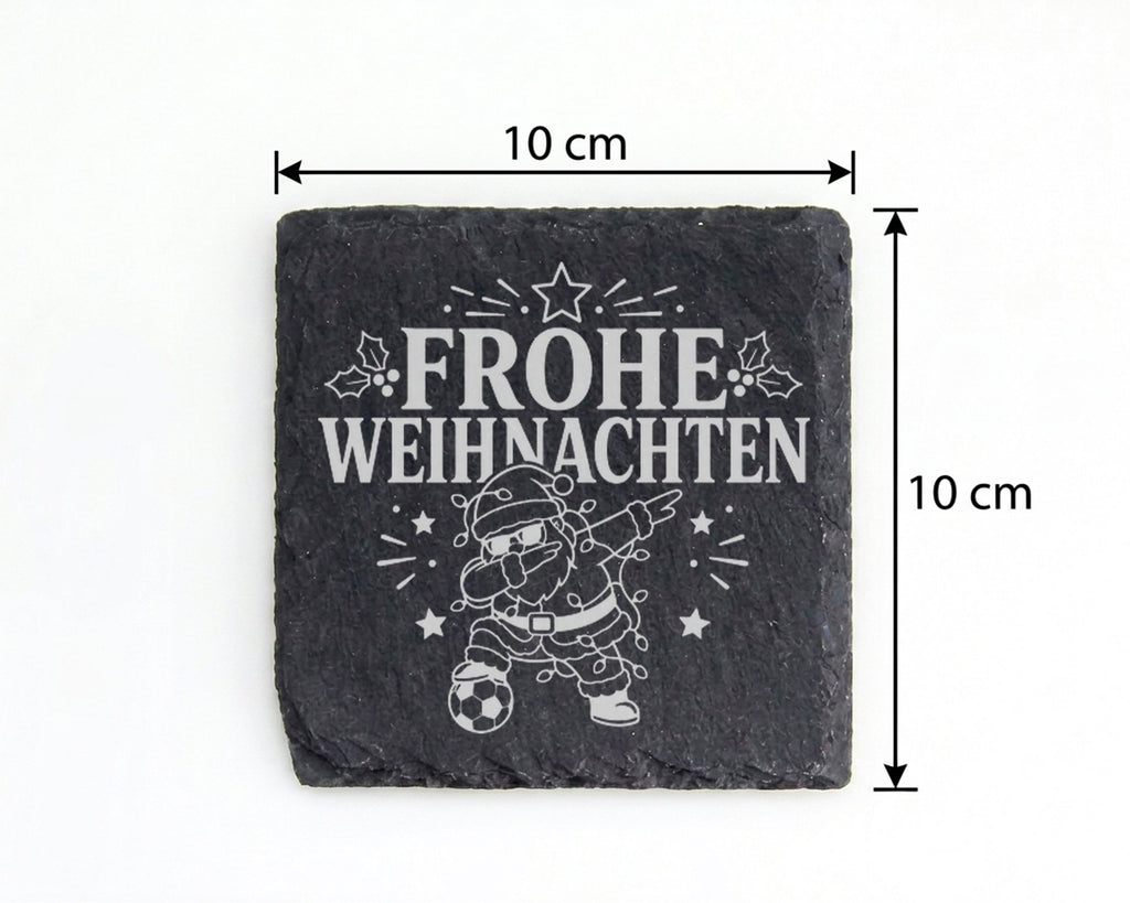 Schiefer Untersetzer Frohe Weihnachten Fußball tanzender Weihnachtsman – Bild 4