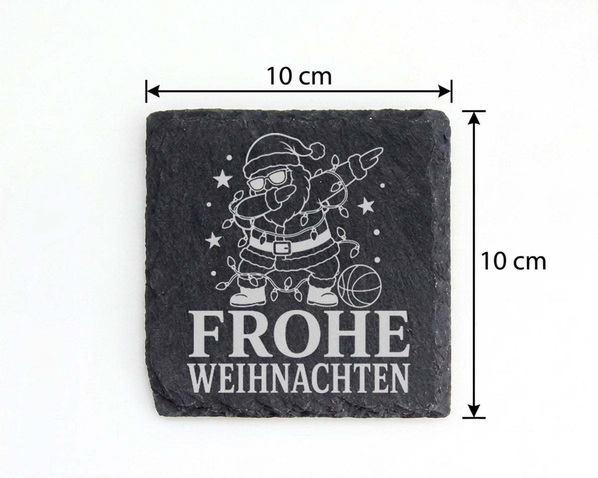 Schiefer Untersetzer Frohe Weihnachten Basketball tanzender Weihnachts – Bild 4