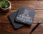 Schiefer Untersetzer Frohe Weihnachten Eishockey tanzender Weihnachtsm – Bild 5