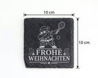 Schiefer Untersetzer Frohe Weihnachten Tennis tanzender Weihnachtsmann – Bild 4