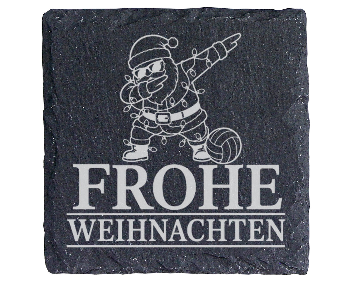 Schiefer Untersetzer Frohe Weihnachten Volleyball tanzender Weihnachts – Bild 1