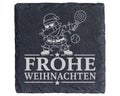 Schiefer Untersetzer Frohe Weihnachten Padel tanzender Weihnachtsmann  – Bild 1