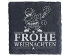 Schiefer Untersetzer Frohe Weihnachten Padel tanzender Weihnachtsmann  – Bild 1