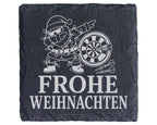 Schiefer Untersetzer Frohe Weihnachten Darts tanzender Weihnachtsmann  – Bild 1