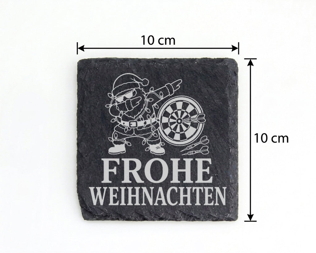 Schiefer Untersetzer Frohe Weihnachten Darts tanzender Weihnachtsmann  – Bild 4