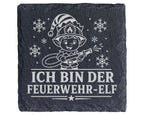 Schiefer Untersetzer Ich bin der Feuerwehr-Elf - Lustiges Weihnachten  – Bild 1