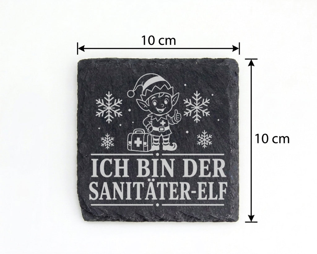 Schiefer Untersetzer Ich bin der Sanitäter-Elf - Lustiges Weihnachten  – Bild 4