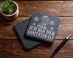 Schiefer Untersetzer Ich bin der Sanitäter-Elf - Lustiges Weihnachten  – Bild 5