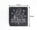 Schiefer Untersetzer Ich bin die Erzieherin-Elfe - Lustiges Weihnachte – Bild 4