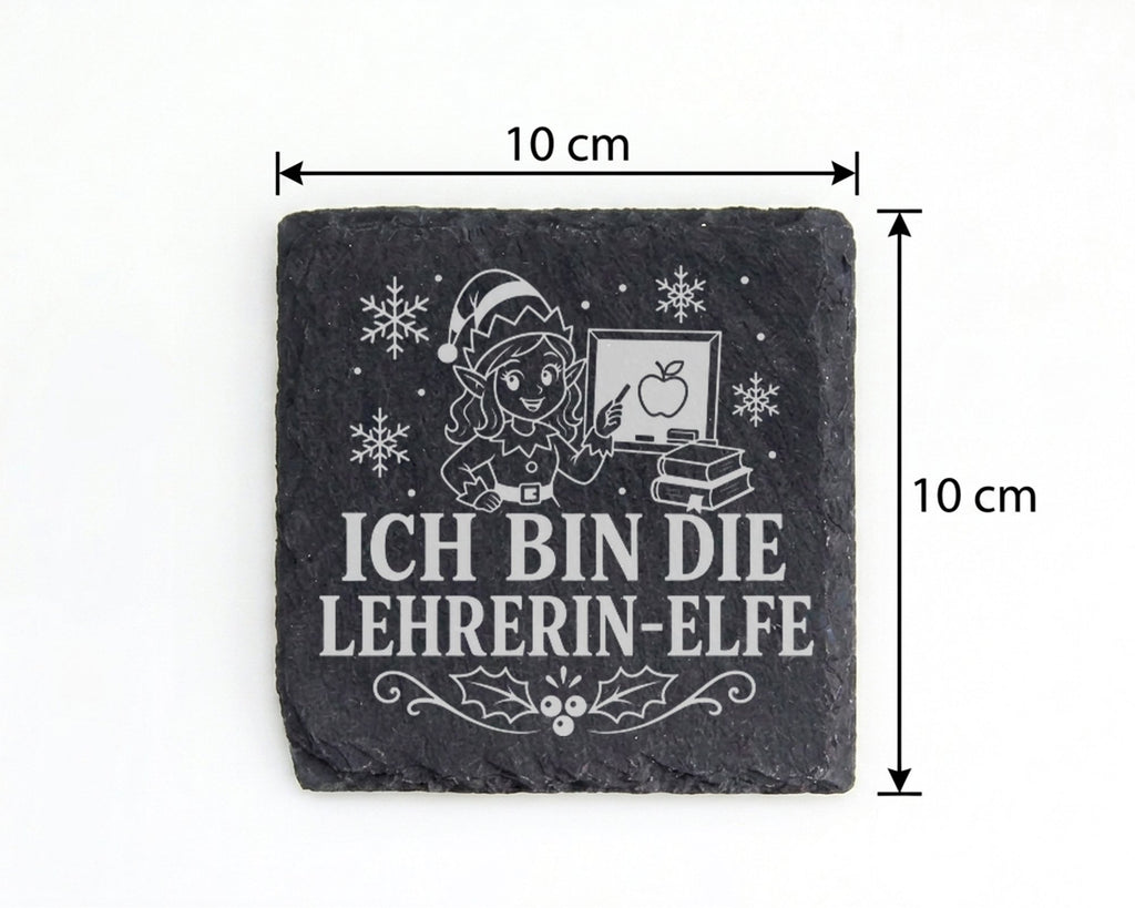 Schiefer Untersetzer Ich bin die Lehrerin-Elfe - Lustiges Weihnachten  – Bild 4